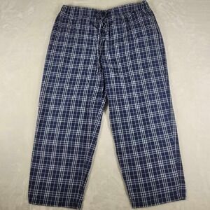 Vintage Burberry Lounge Pajama Pants XL Blue White Plaid Made In Hong‎ Kong